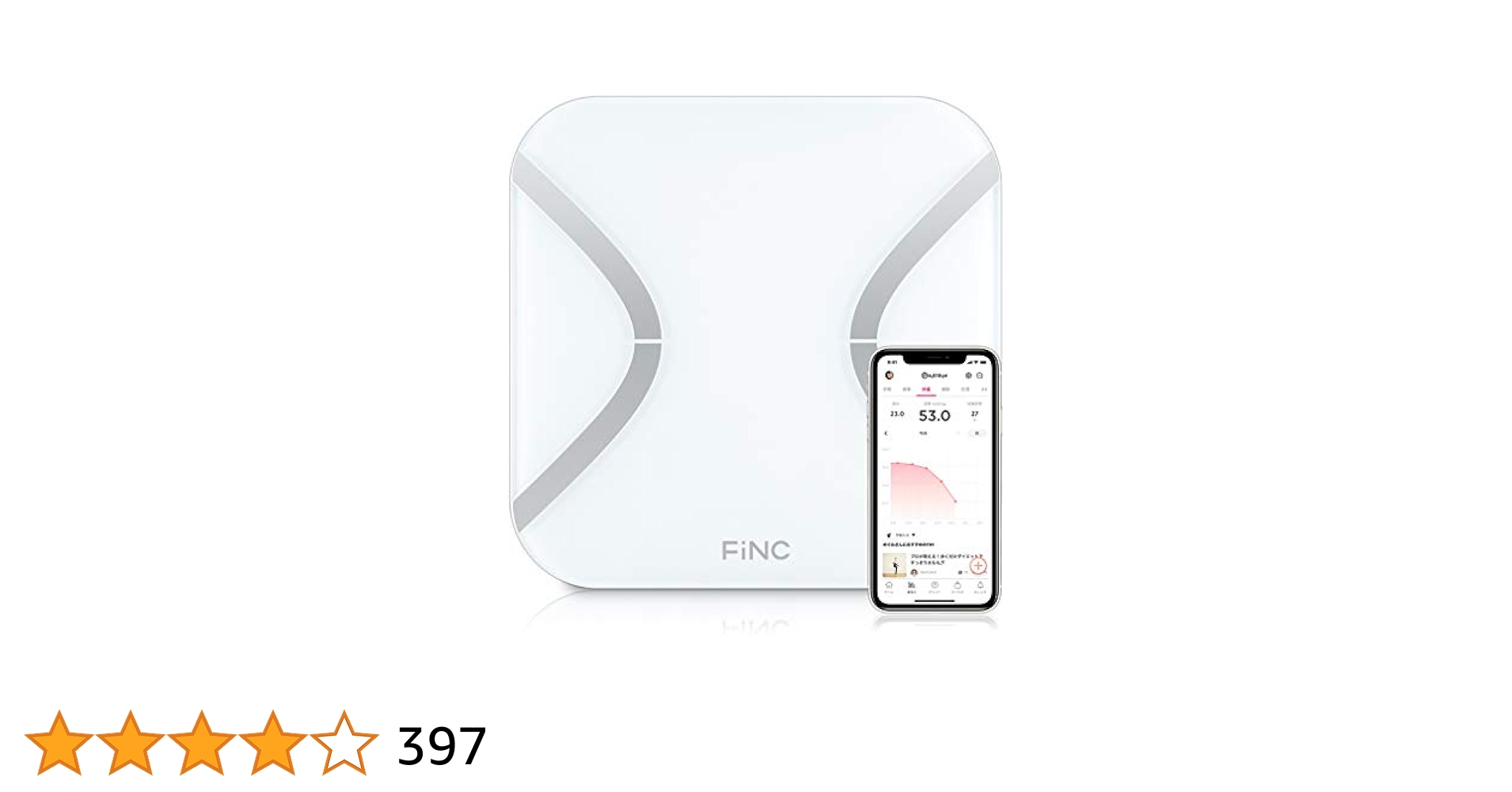 FiNC SmartScale スマホ連動 体重計 自動記録 薄型 高性能体重計 FiNC フィンク 体組成計 体重計 ヘルスメーター SmartScale